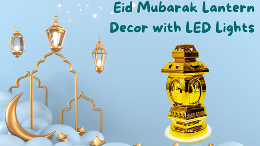 Eid Mubarak Lantern Decorations Ramadan Decorative Indoor Lantern Décor with LED and Neon with USB and Battery Option (Lantern with LED and NEON Lights) [New Arrival]