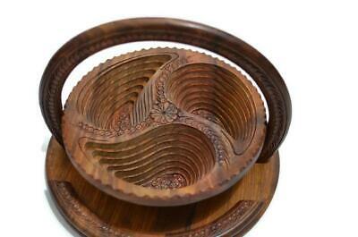 Best Valentine Gift Idea Wooden Collapsible Fruit Basket Essential Workers GIFT Hand Carved Solid Wood Diameter:12"