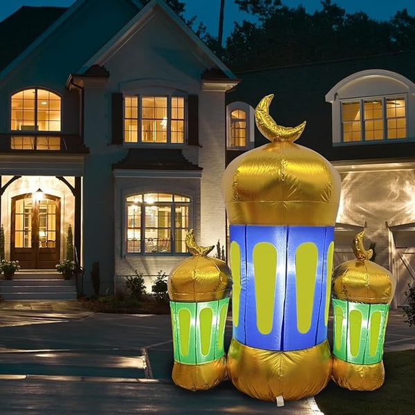 Inflatable Muslim Home Holiday Decoration, Muslim Ramadan Decoration, Holy Celebration with LED Lights, Blow up Yard Ramadan Decoration Ramadan Eid Decor (Ramadan Lantern) [New Arrival]